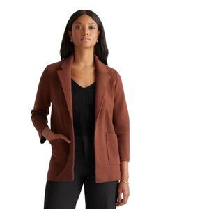 Quince 100% Organic Cotton Knit Blazer Open-Front Cappuccino Brown Size XL NWT
